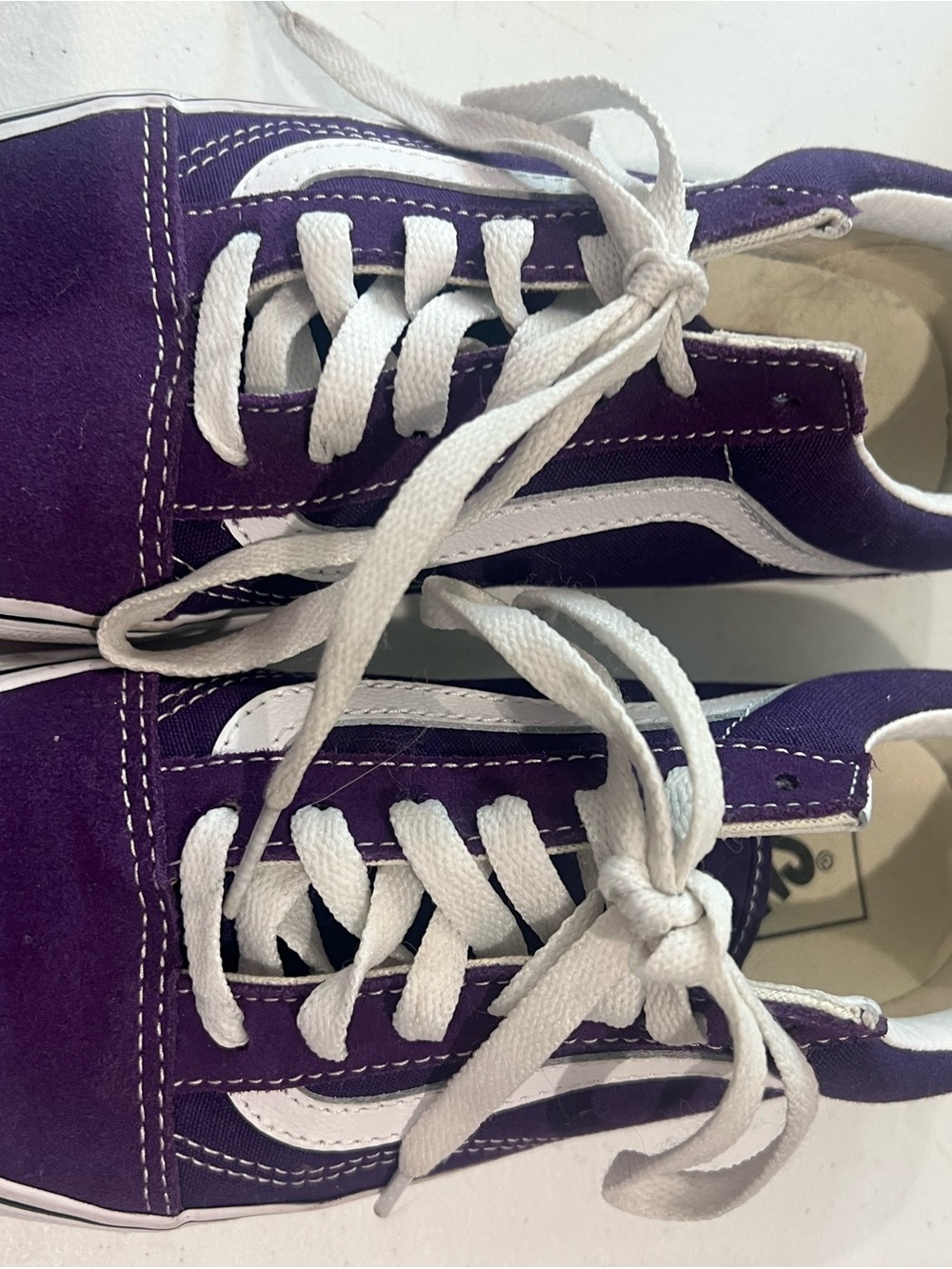 Vans Purple and White Low-Top Canvas Sneakers